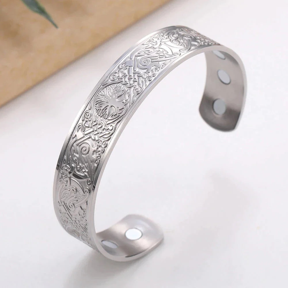 925 Sterling Silver Viking Bracelet Cuff Medieval Style Arm Ring For Men
